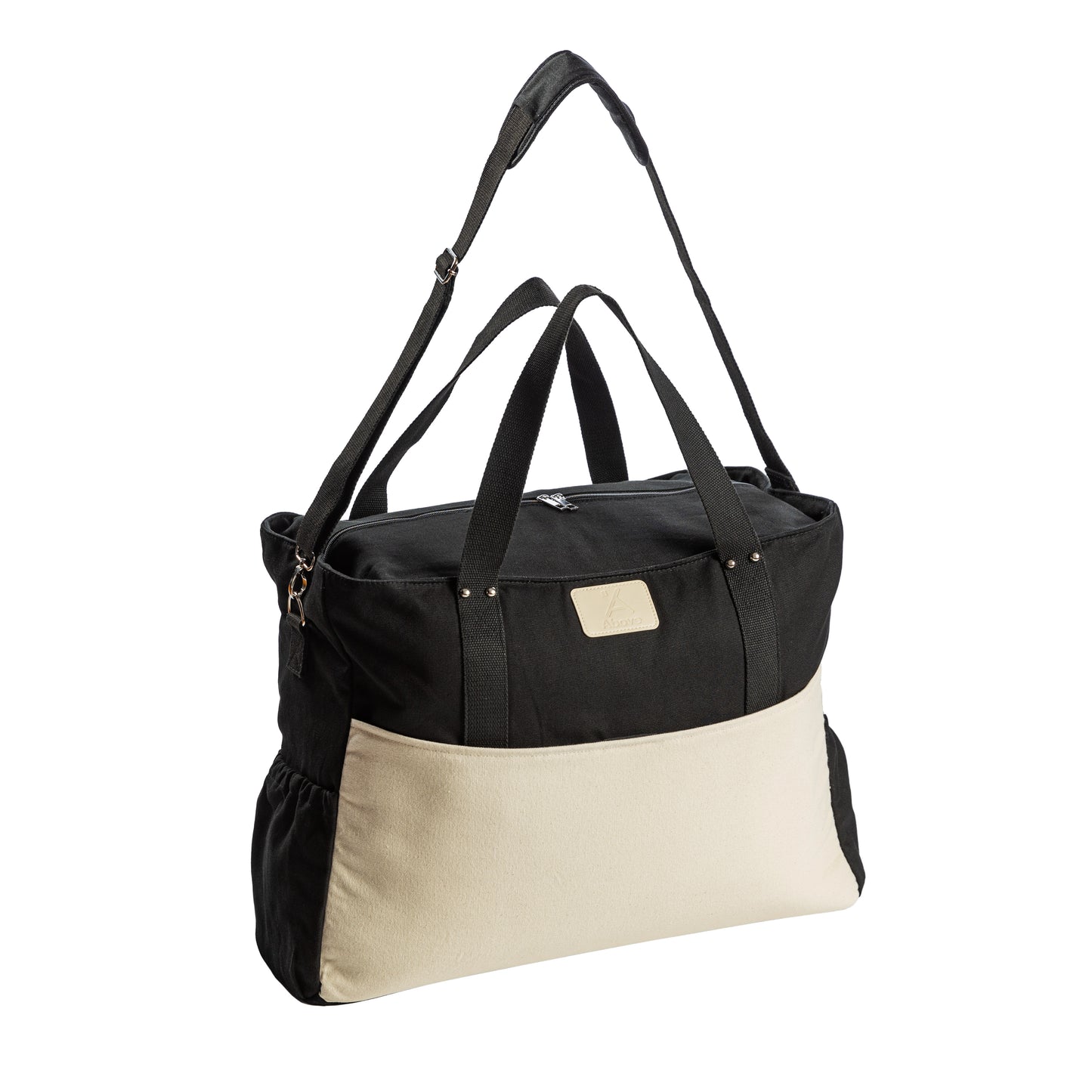 Black and Natural Canvas Duffle Bag